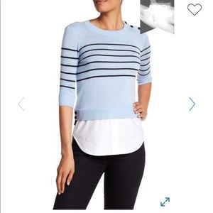 Veronica Beard Combo Silk & Cashmere Sweater